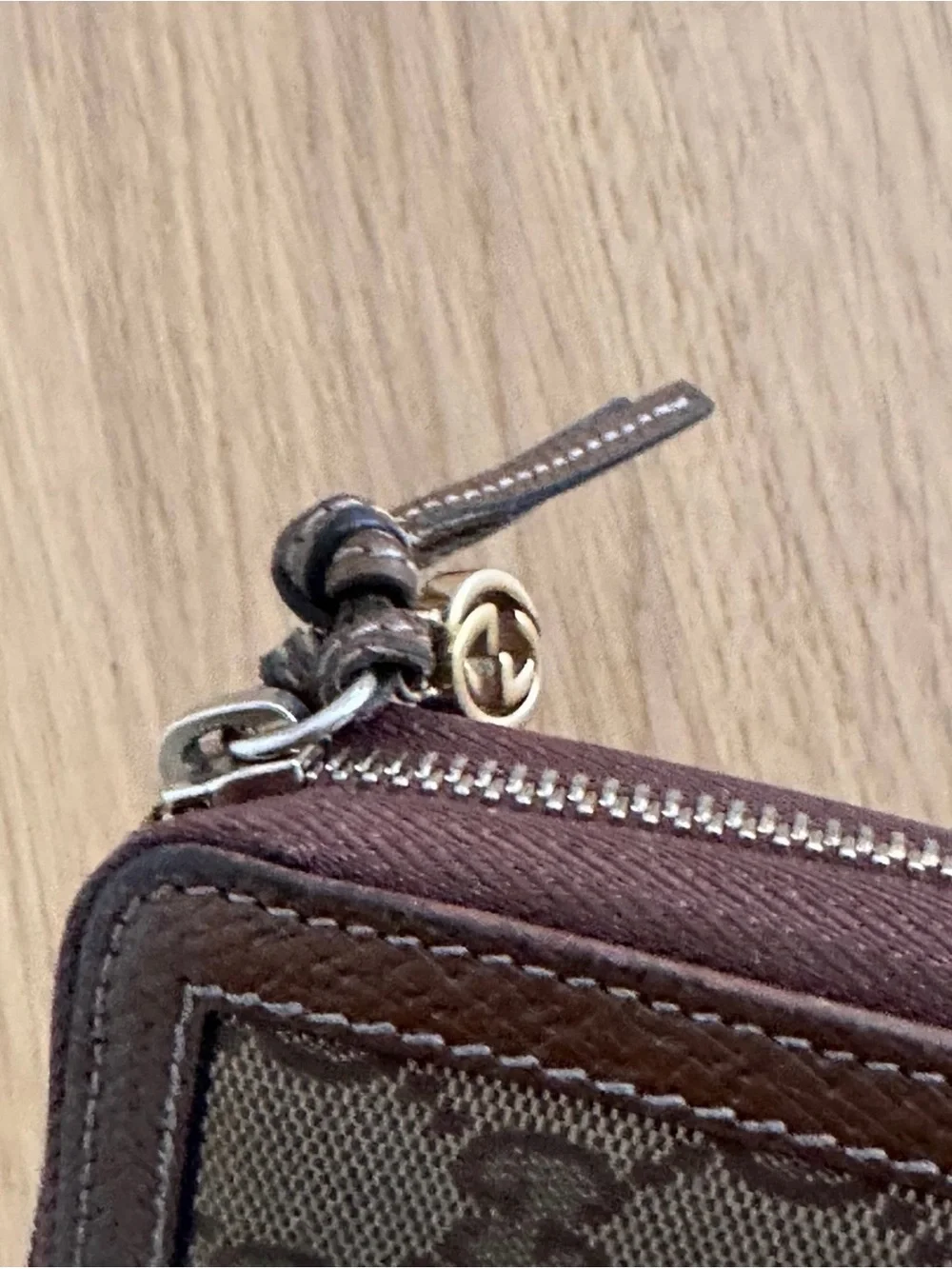 Gucci Brown GG Supreme Zip-Around Wallet